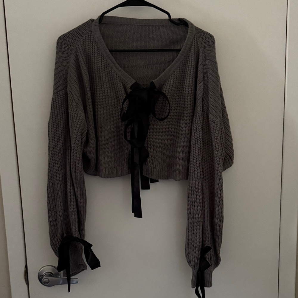 SHEIN Charcoal Knit Sweater with Black Accents